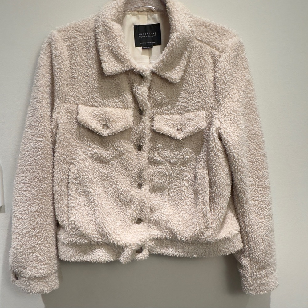 Sanctuary Women's Cream Sherpa Jacket Size Small - Picture 2 of 8